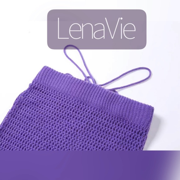 Cosmo Knitted Maxi Skirt+Top Beachwear Set, Summer Skirt Set In Purple - Picture 6 of 10
